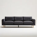 Trzyosobowa sofa ciemnoszara z czarną podstawą i jasnobrązowymi nogami 220 x 90 x 82 cm