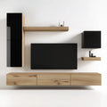 Zestaw RTV wiszący czarny/dąb naturalny, 240 x 35 x 180 cm