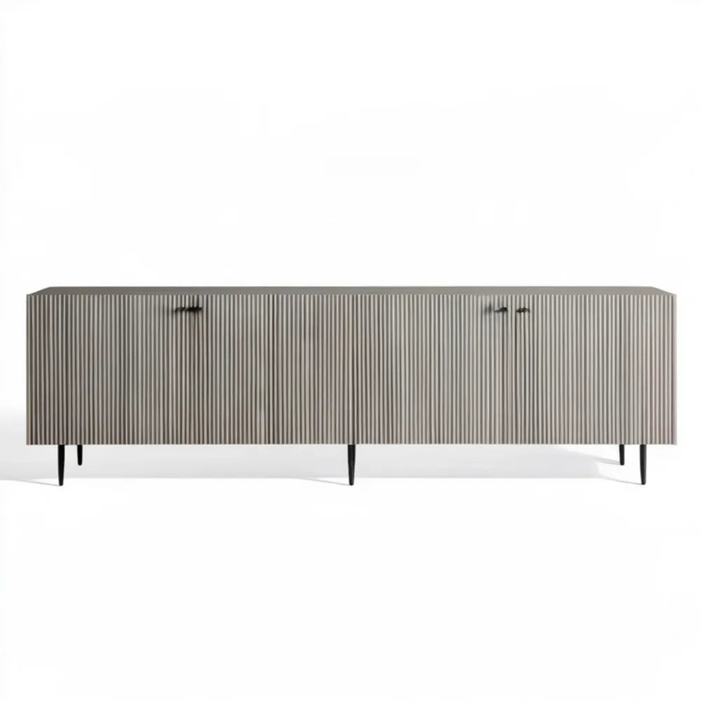 Szafka RTV z ryflowanymi frontami MDF Taupe/Czarna 180 x 40 x 70 cm