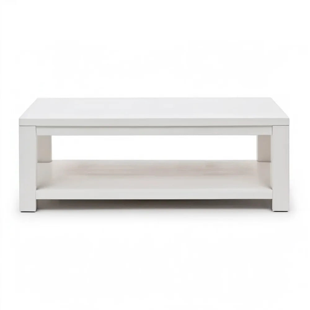 Biały prostokątny stolik kawowy MDF z półką 90 x 55 x 45 cm