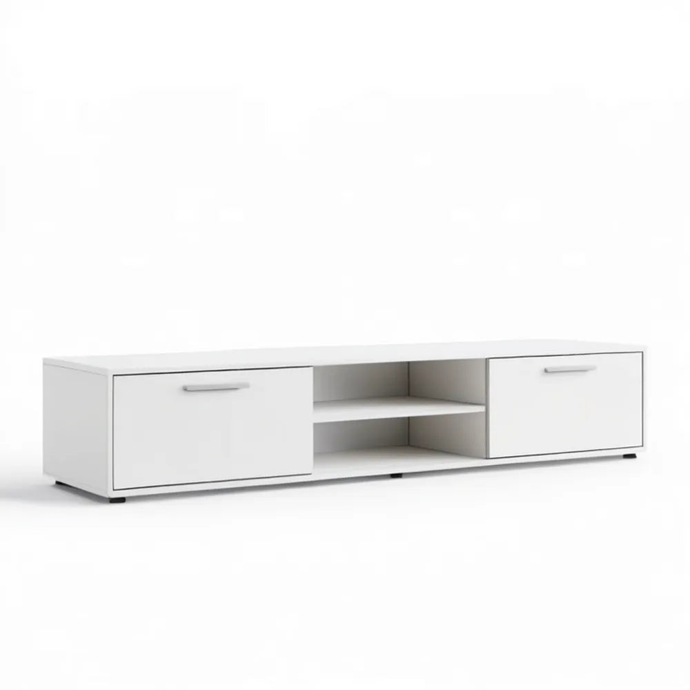 Biała szafka RTV z laminowanej płyty wiórowej 180 x 40 x 45 cm