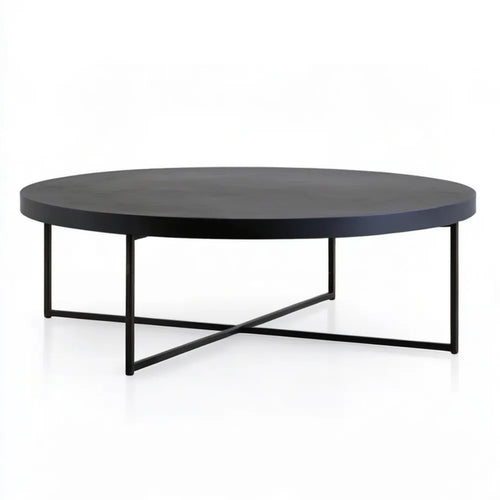 Okrągły stolik kawowy MDF i stal czarny Ø 100 x 45 cm