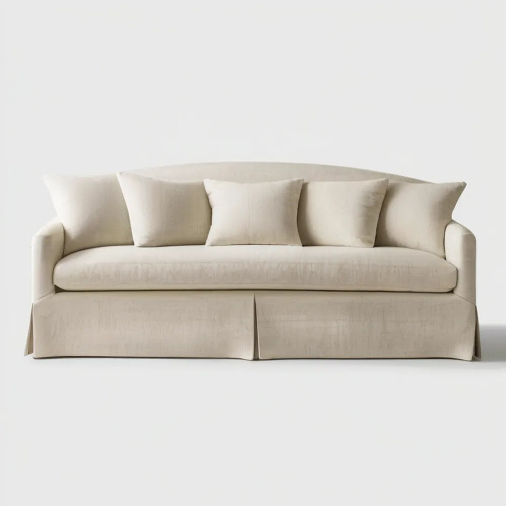 Trzyosobowa sofa tapicerowana z 4 poduszkami, kremowa, 220 x 95 x 85 cm