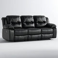 3-osobowa sofa relaksacyjna z ekoskóry PU, czarna, 210 x 95 x 102 cm