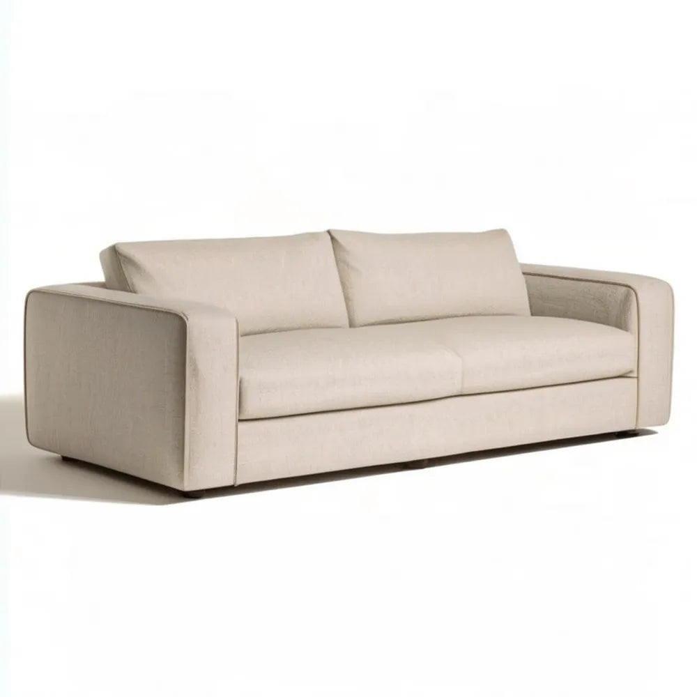 Beżowa sofa dwuosobowa z tapicerką poliestrową 180 x 90 x 80 cm