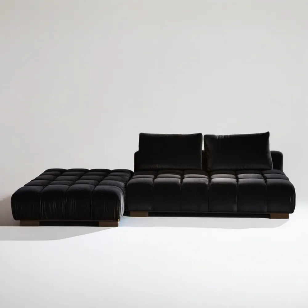 Czarna sofa narożna z lewym szezlongiem ze skóry PU 280 × 160 × 85 cm