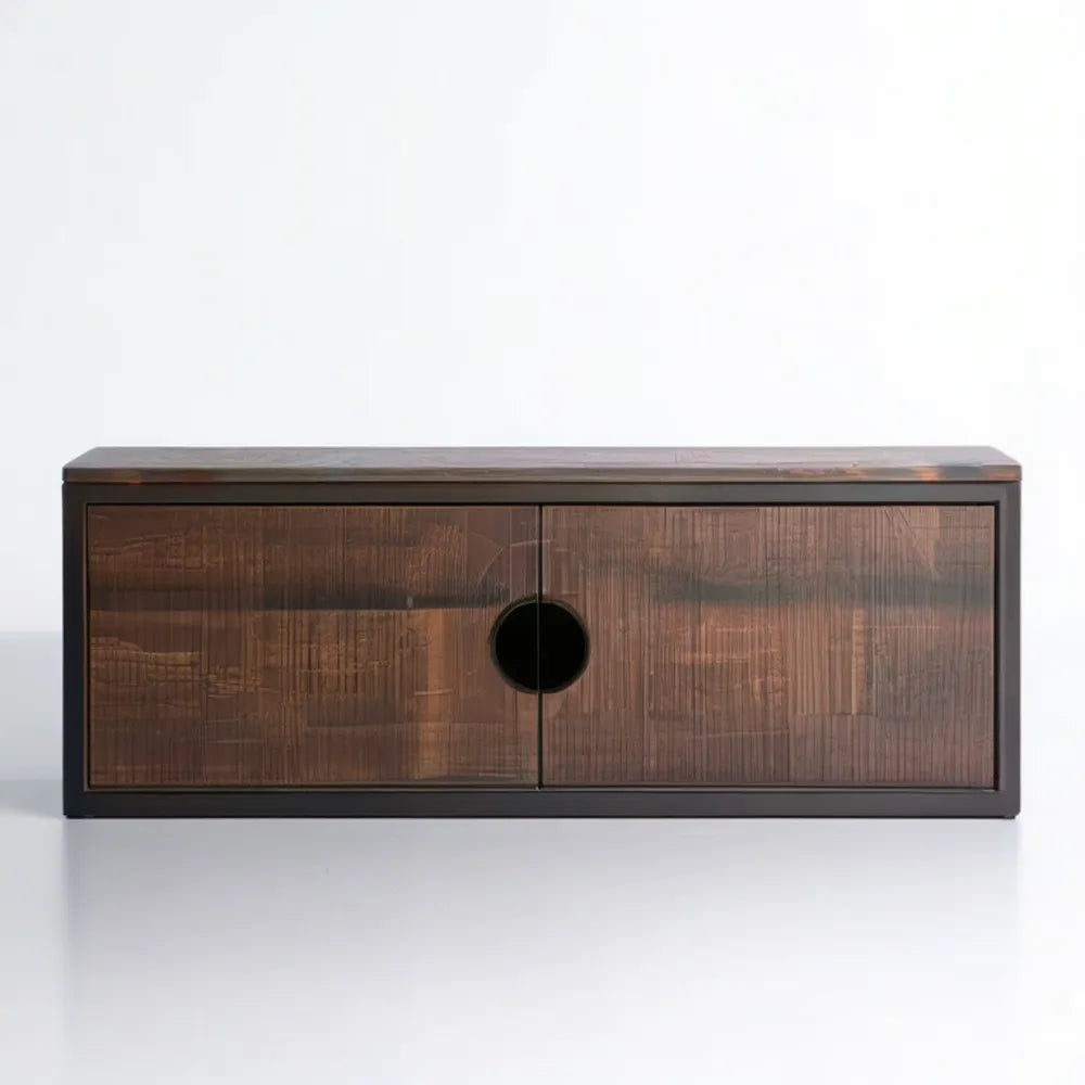 Brązowo-czarna szafka RTV z MDF z okleiną PVC, 120 x 40 x 50 cm