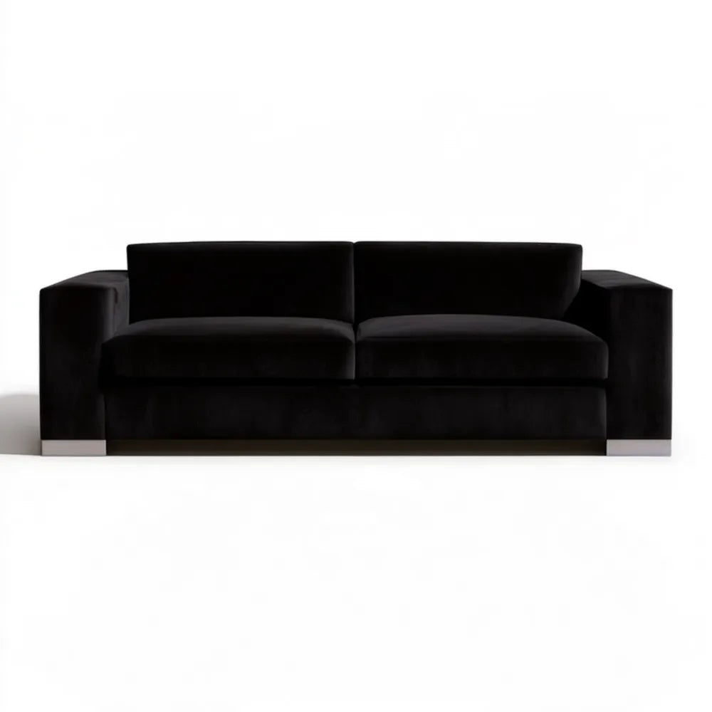 Czarna sofa dwuosobowa z tapicerką poliestrową 220 x 95 x 75 cm