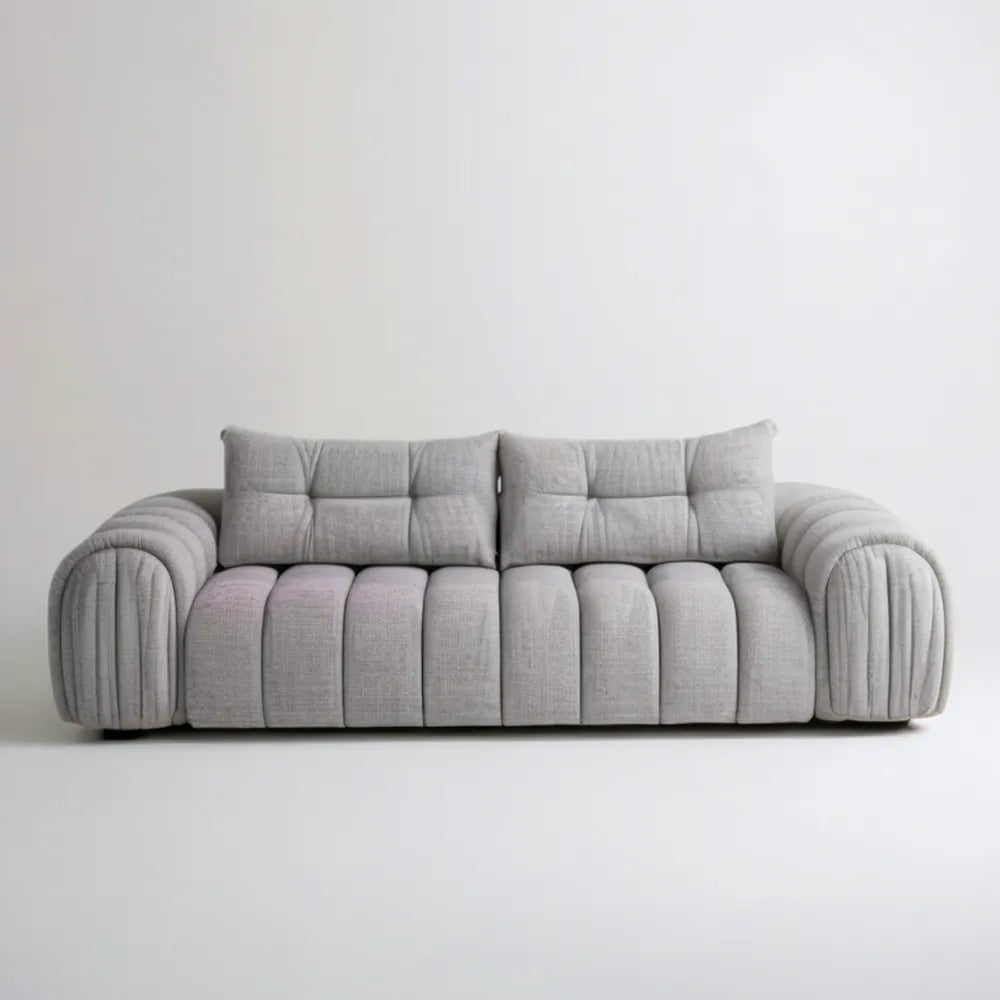 Sofa 3-osobowa jasnoszara z tapicerką poliestrową 230 x 100 x 78 cm