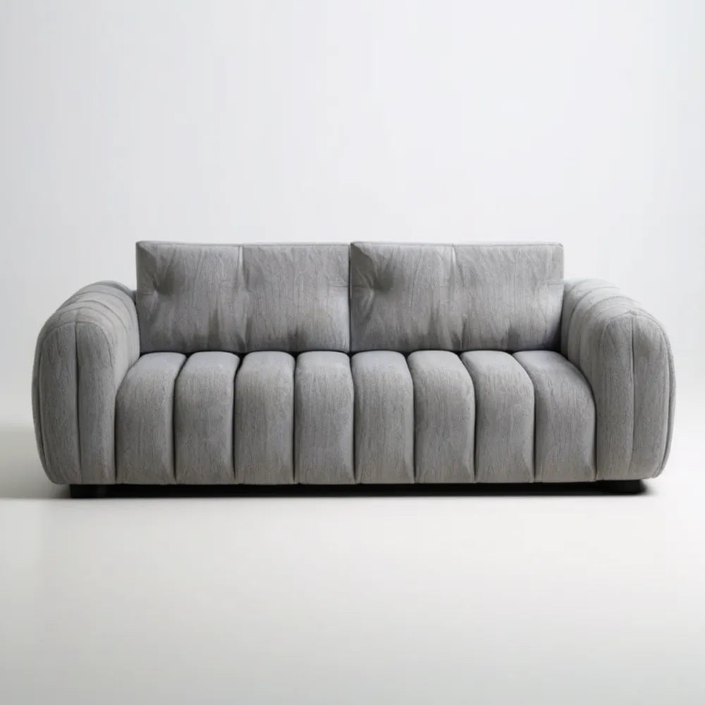 Szara sofa 3-osobowa z tapicerką poliestrową, 220 x 95 x 78 cm
